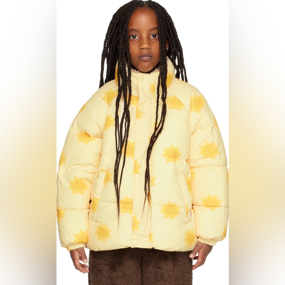 TINYCOTTONS Kids Off-White dusty yellow Sunny Short Puffer Jacket Size 4Y